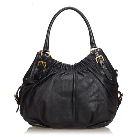 prada classic black purse|pictures black leather prada purses.